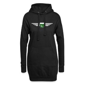 Pakistan Design – Fier de sa patrie - Sweat-shirt à capuche long Femme - noir - Devant