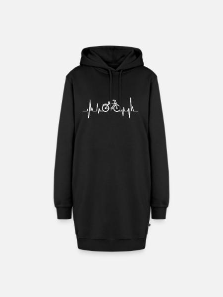 Fahrrad Herzschlag - Hoodie-Kleid - Schwarz