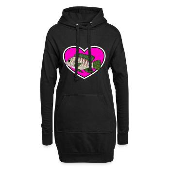 Barsch Herz Liebe Fischen - Hoodie-Kleid - Schwarz - Vorne