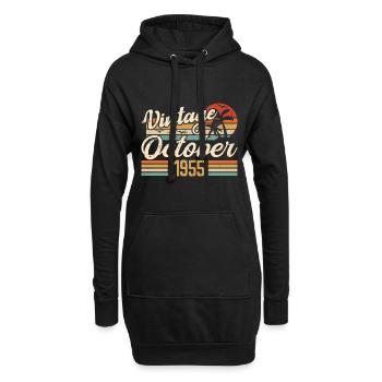 Octobre 1955 Cadeau Anniversaire - 1955 - Sweat-shirt à capuche long Femme - noir - Devant