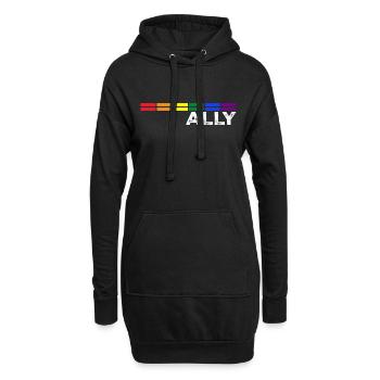 Stolze Verbündete Bars Gleichberechtigung LGBTQ Regenbogenflagge Homosexuell - Hoodie-Kleid - Schwarz - Vorne