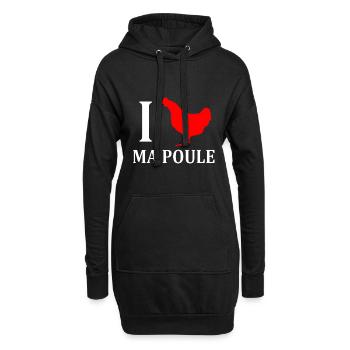 I love ma poule - Sweat-shirt à capuche long Femme - noir - Devant