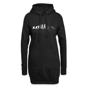 dameuse évolution grue véhicule pente neige - Sweat-shirt à capuche long Femme - noir - Devant