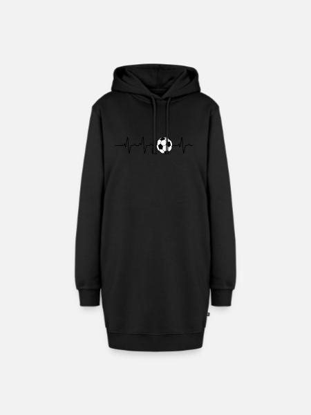 Fussball Herzschlag - Hoodie-Kleid - Schwarz