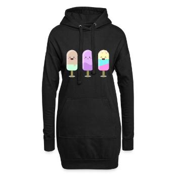 Kawaii Ice Cream - Hoodie-Kleid - Schwarz - Vorne