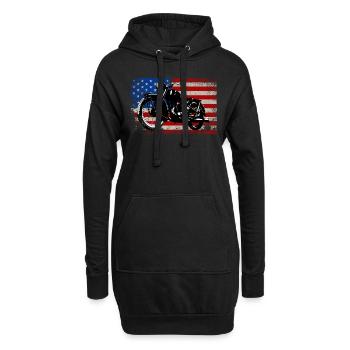 USA Drapeau vieille moto idées cadeaux motards - Sweat-shirt à capuche long Femme - noir - Devant
