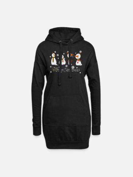 Schneemänner Schneeflocke Frohe Weihnachten 2020 - Hoodie-Kleid - Schwarz