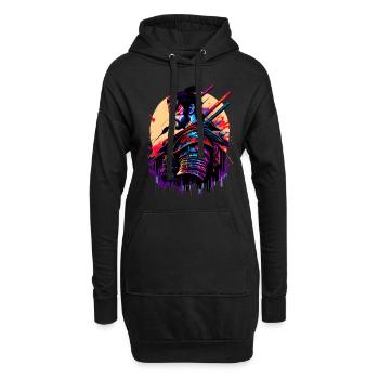 Illustration Samurai Krieger Japan - Hoodie-Kleid - Schwarz - Vorne