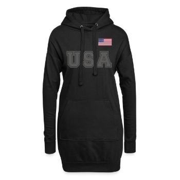 TEAM USA amerikanische Flagge Fahne über Schrift - Hoodie-Kleid - Schwarz - Vorne