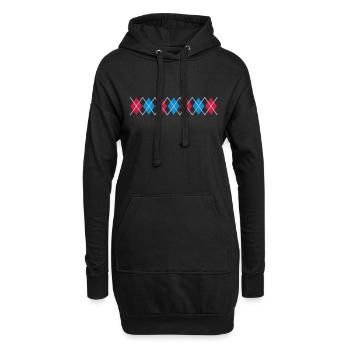 Norwegian Pattern Diamonds Checks Noël Noël - Sweat-shirt à capuche long Femme - noir - Devant