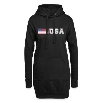 ÉQUIPE États-Unis Drapeau américain devant la police de caractères - Sweat-shirt à capuche long Femme - noir - Devant