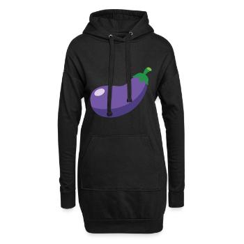 Aubergine - Sweat-shirt à capuche long Femme - noir - Devant