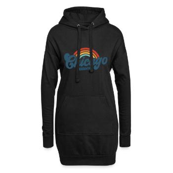 Hippie des années 70 à Chicago - Sweat-shirt à capuche long Femme - noir - Devant