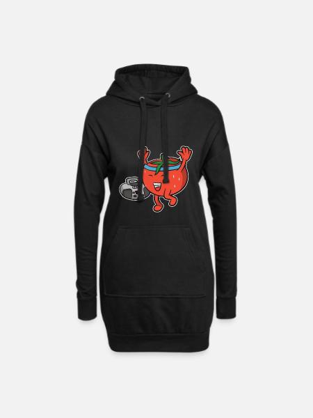 Fitness Tomate - Hoodie-Kleid - Schwarz