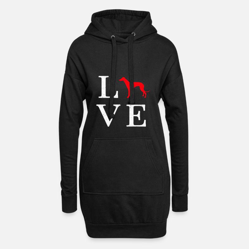 Greyhound Windhund Geschenk - Hoodie-Kleid - Schwarz