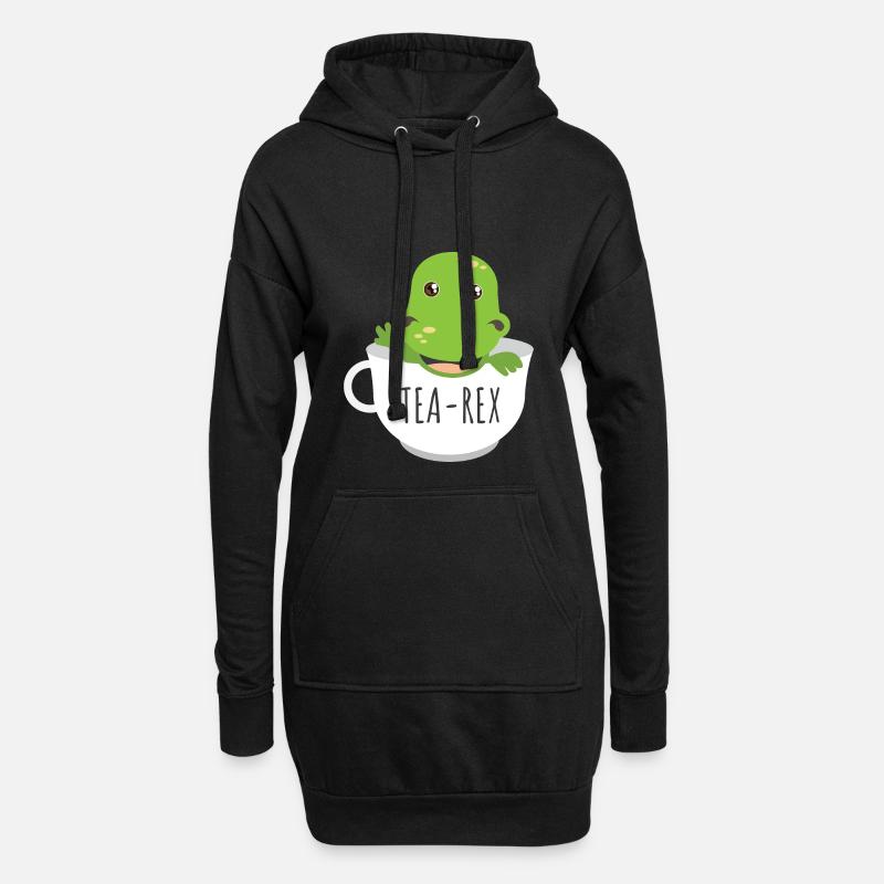 Dinosaurier Tea Rex in der Teetasse - Geschenkidee - Hoodie-Kleid - Schwarz