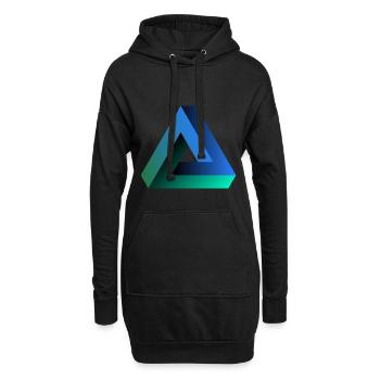 geometrisches Dreieck - Hoodie-Kleid - Schwarz - Vorne