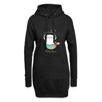 Fille chat chat sirène - Sweat-shirt à capuche long Femme - noir - Devant