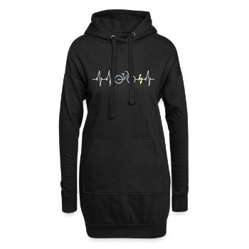 E-Bike Heartbeat - Sweat-shirt à capuche long Femme - noir - Devant