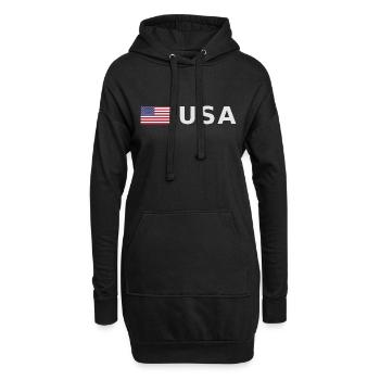 ÉQUIPE États-Unis Drapeau américain devant la police de caractères - Sweat-shirt à capuche long Femme - noir - Devant