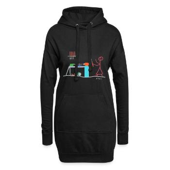 Drechsel chiffre de bâton, travail de passe-temps de femme artisanat - Sweat-shirt à capuche long Femme - noir - Devant