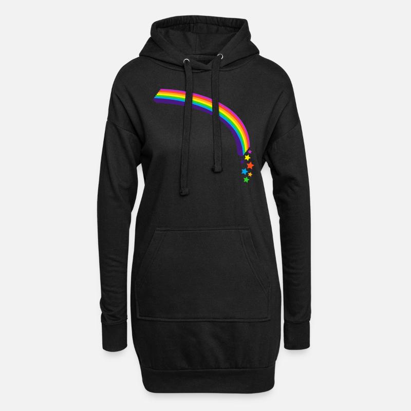 Kidcore Regenbogen Sterne bunt Farben Geschenk - Hoodie-Kleid - Schwarz
