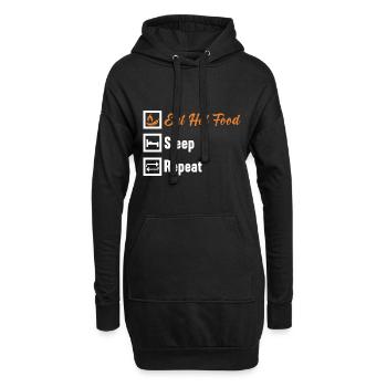 Eat Hot Food Sleep Repeat / Scharfes Essen - Hoodie-Kleid - Schwarz - Vorne