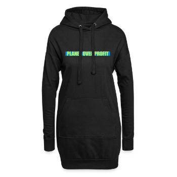 planet over profit Zitat - Hoodie-Kleid - Schwarz - Vorne