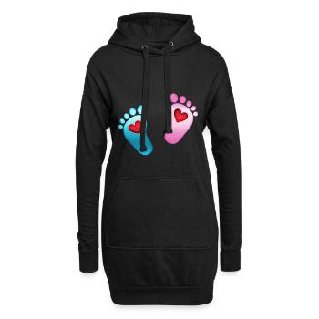 Babyfüße Herz Baby Fußabdruck Mama Mädchen Junge - Hoodie-Kleid - Schwarz - Vorne