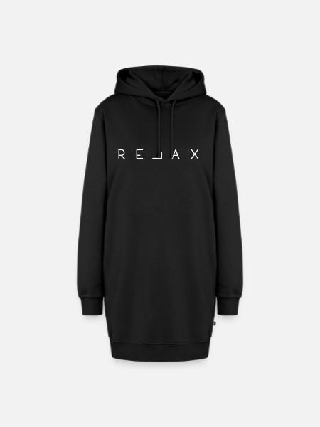 Relax Schriftzug - Hoodie-Kleid - Schwarz