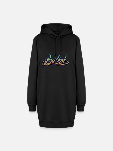 new york - Hoodie-Kleid - Schwarz