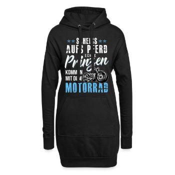 Echte Prinzen kommen mit dem Motorrad - Hoodie-Kleid - Schwarz - Vorne