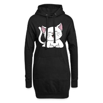 Süße weiße Katze Katzenbesitzerin Kätzchen Katzen - Hoodie-Kleid - Schwarz - Vorne