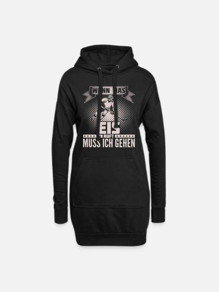 Eishockey - ruft mich - Hoodie-Kleid - Schwarz