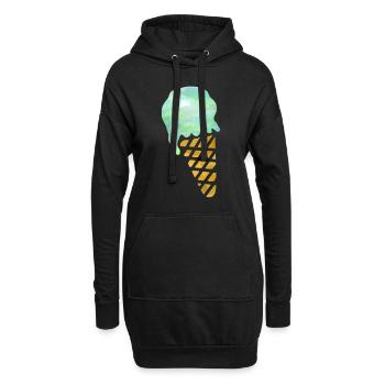 crème glacée - Sweat-shirt à capuche long Femme - noir - Devant