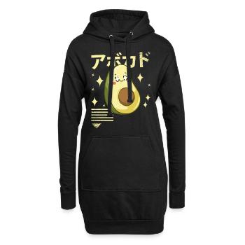 Kawaii Awacado - Sweat-shirt à capuche long Femme - noir - Devant