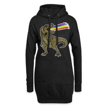 T-Rex Regenbogen Laser Uhrzeit Geschenkidee - Hoodie-Kleid - Schwarz - Vorne
