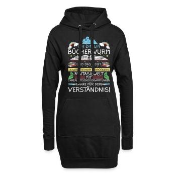 Lesen Leseratte Bücherwurm Geschenkidee - Hoodie-Kleid - Schwarz - Vorne