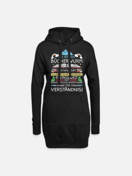 Lesen Leseratte Bücherwurm Geschenkidee - Hoodie-Kleid - Schwarz