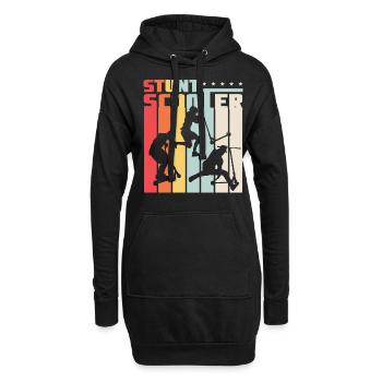 Stunt Scooter Roller Rollerfahrer Retro Style - Hoodie-Kleid - Schwarz - Vorne