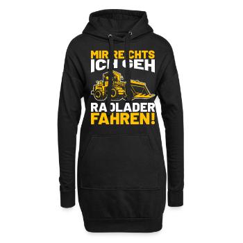 Radlader Baustelle Bagger Geschenkidee - Hoodie-Kleid - Schwarz - Vorne