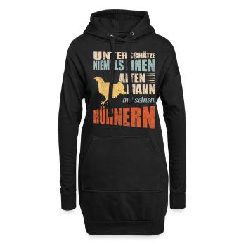 Hühner - Alter Mann | Retro Vintage Spruch - Hoodie-Kleid - Schwarz - Vorne