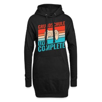 Abschluss Grundschule Retro Vintage Level complete - Hoodie-Kleid - Schwarz - Vorne