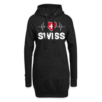 Swiss Schweiz 2021 Fanartikel Fußball Fahne - Hoodie-Kleid - Schwarz - Vorne