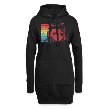 Schlagzeug Schlagzeuger Retro - Hoodie-Kleid - Schwarz - Vorne