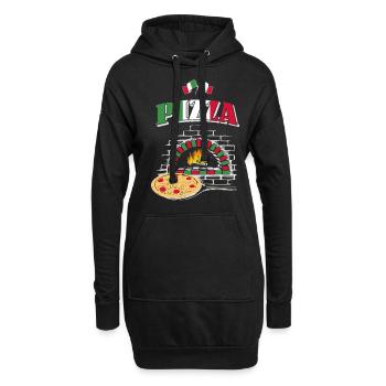 Pizza Pizzabäcker - Hoodie-Kleid - Schwarz - Vorne
