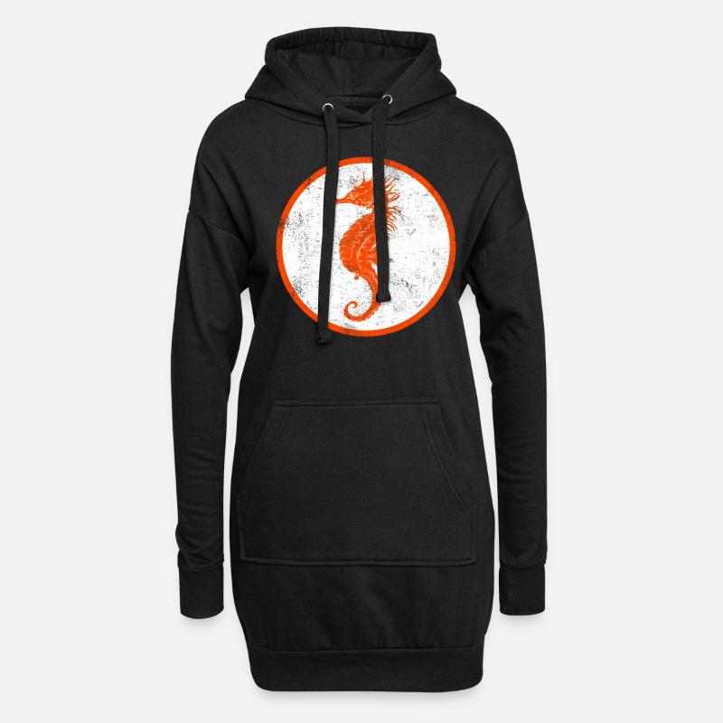Seepferdchen Vintage Kinder Geschenkidee - Hoodie-Kleid - Schwarz