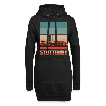 Stuttgart Retro Skyline Stadt - Hoodie-Kleid - Schwarz - Vorne