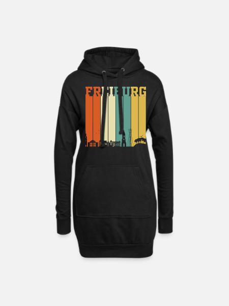 Freiburg Skyline - Hoodie-Kleid - Schwarz