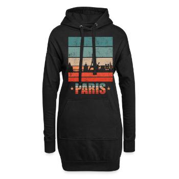 Städte Skyline Paris - Hoodie-Kleid - Schwarz - Vorne
